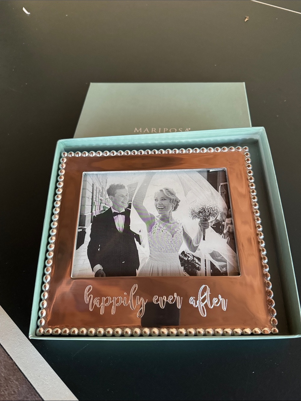 New with Tags Mariposa “Happily Ever After' Beaded Photo Frame in Signature Box